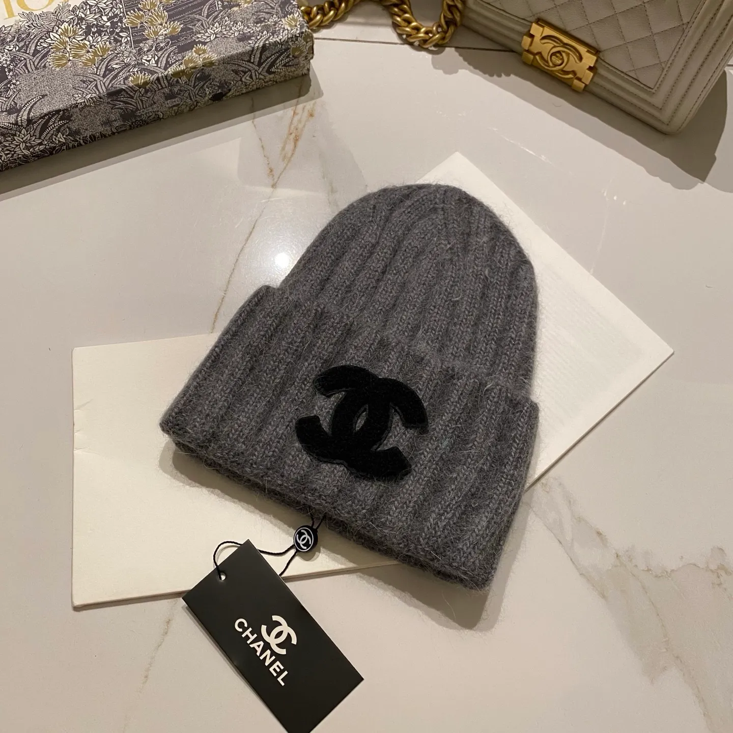 Chanel Chanel rabbit fur knitted hat