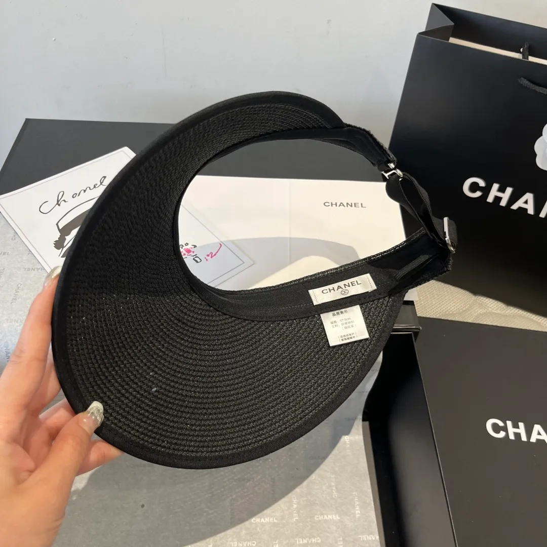 💰100¥ Chanel bow sun hat, empty top straw hat, adjustable