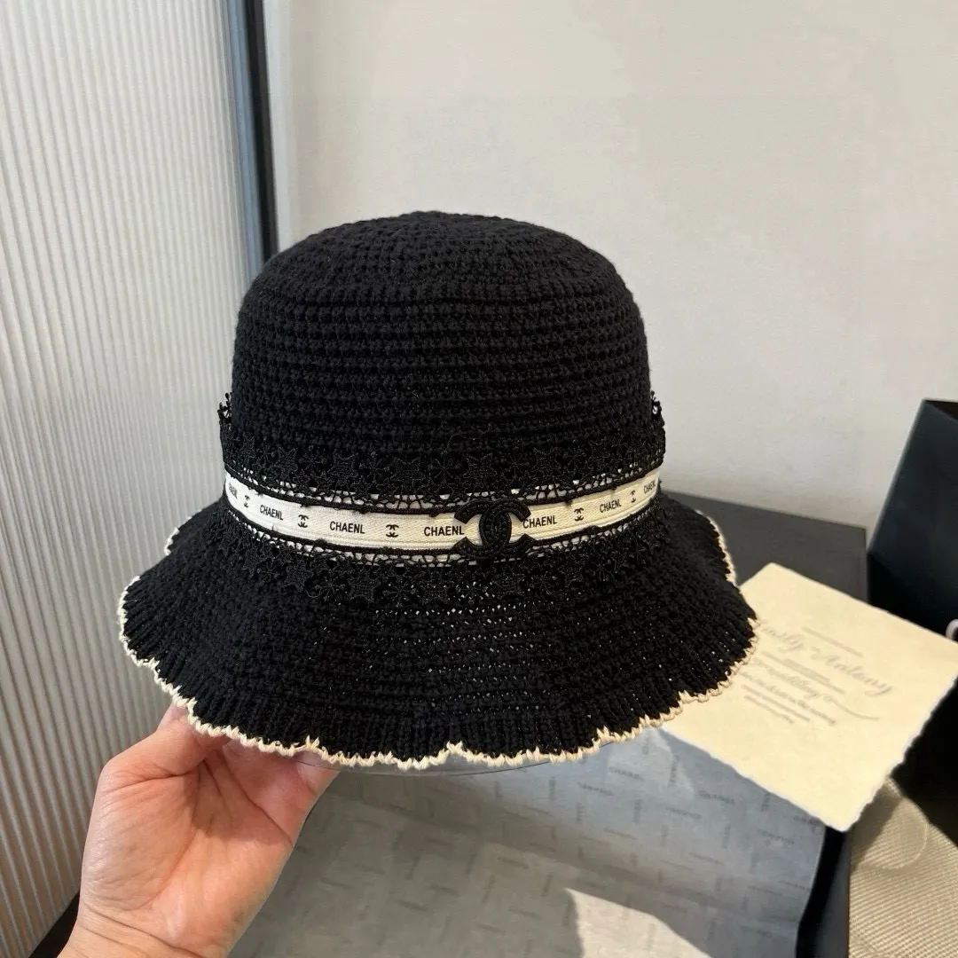 💰100¥ Chanel knitted handhook bucket hat, wavy edge top hat, head circumference 57cm