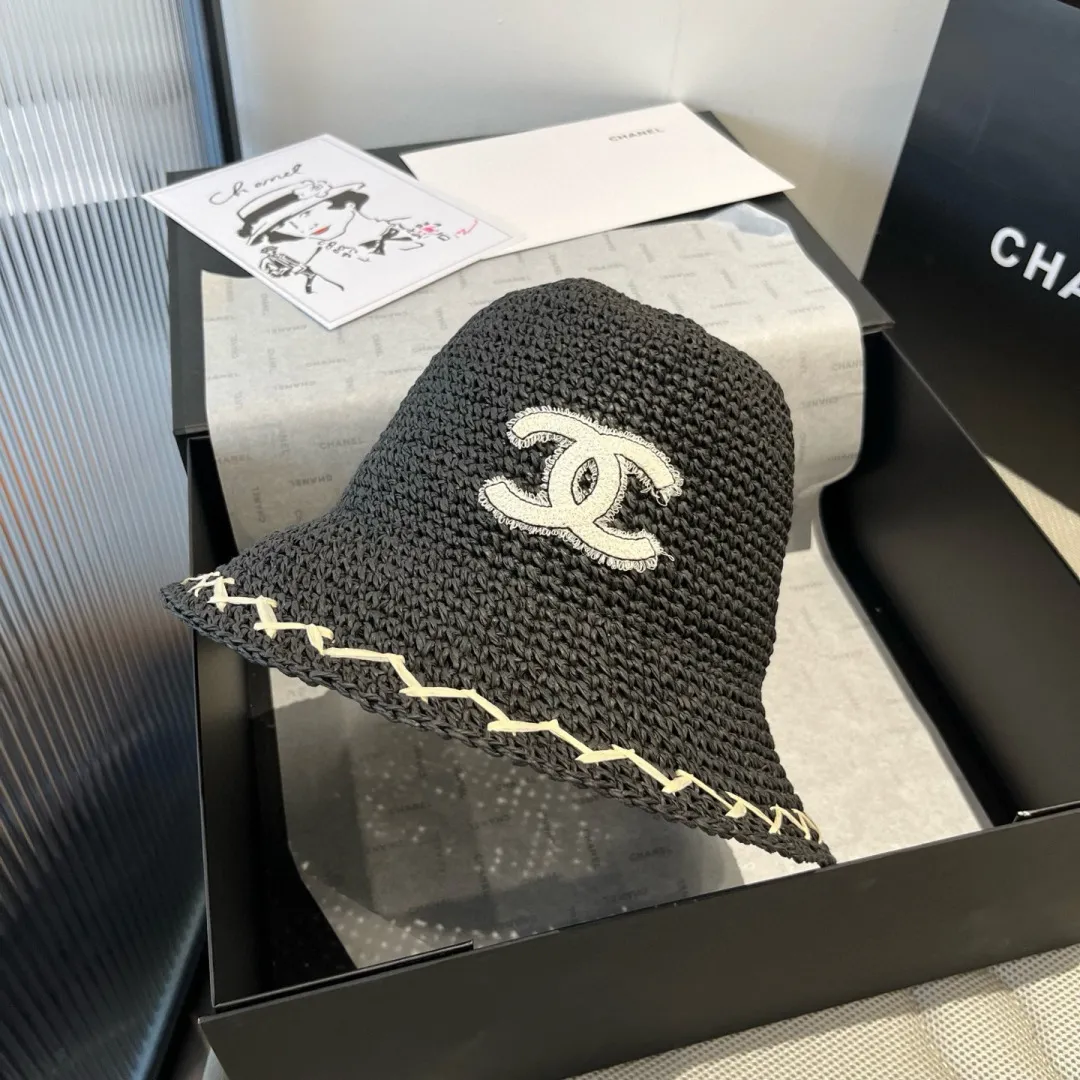 💰100¥ Chanel new straw hat, hand-crocheted straw hat, foldable, easy to carry, head circumference 57cm