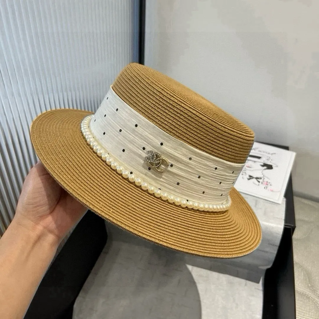💰160¥ Chanel new flat top hat, Taiwan PP straw, head circumference 57cm