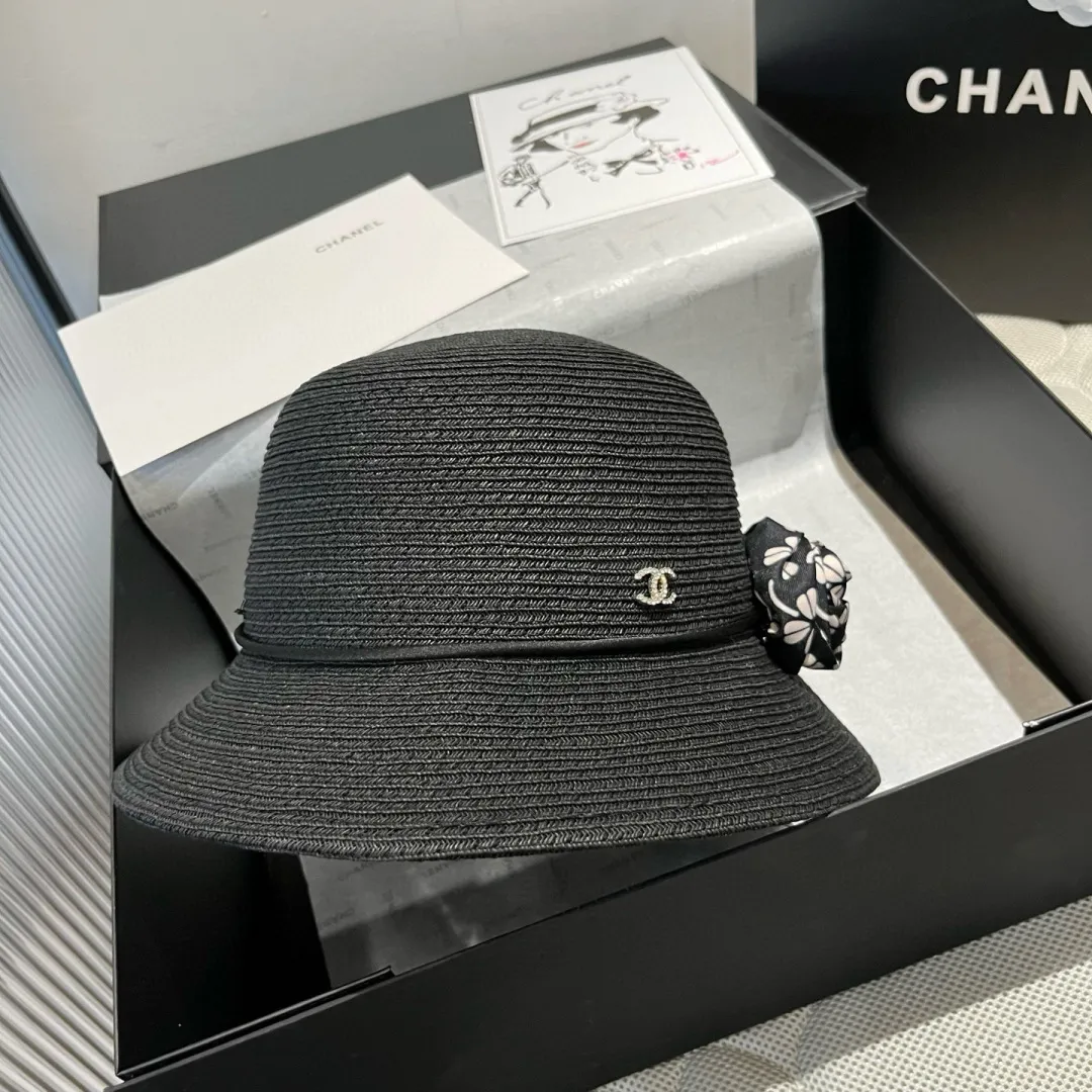💰150¥ Chanel new top hat, original small basin hat, straw hat, head circumference 57cm