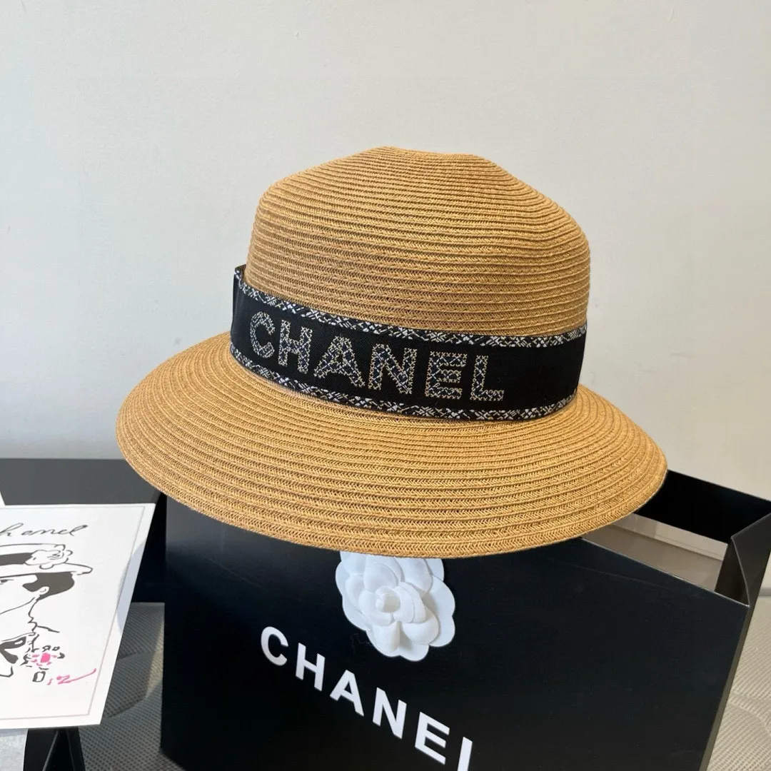 💰150¥ Chanel new straw hat, lady style sun hat, head circumference 57cm