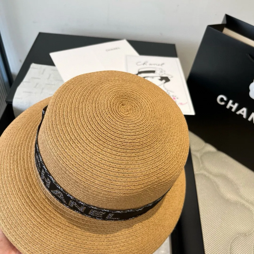 💰150¥ Chanel new straw hat, lady style sun hat, head circumference 57cm
