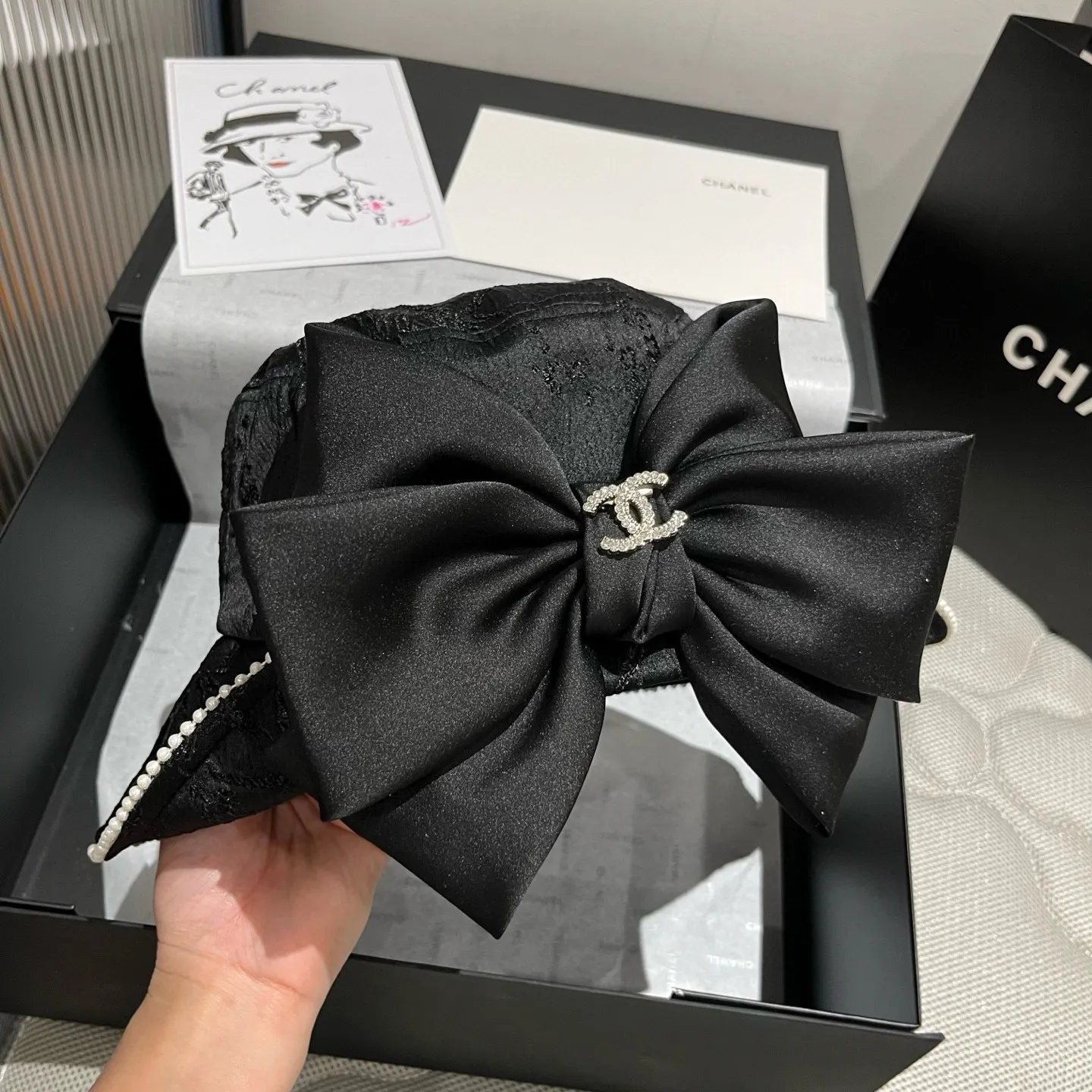 💰130¥ Chanel Chanel high-end bow bucket hat, sun hat, spring and autumn new style, head circumference 57cm