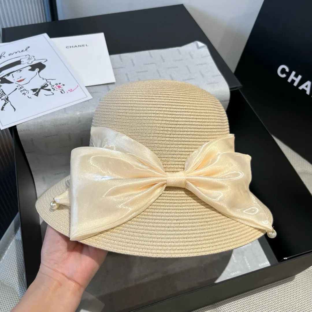 💰180¥ Chanel straw hat, bow hat, lady style PP straw hat, head circumference 57cm