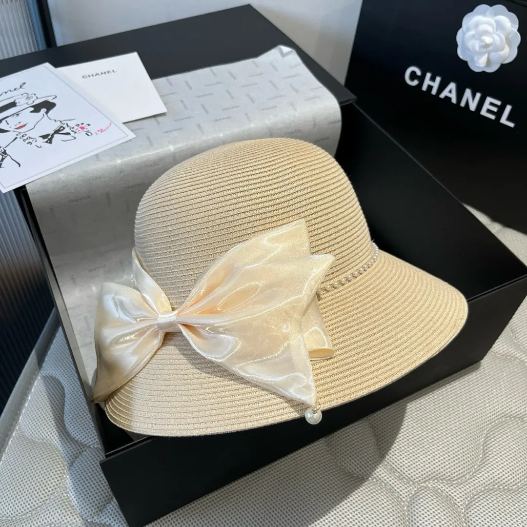 💰180¥ Chanel straw hat, bow hat, lady style PP straw hat, head circumference 57cm