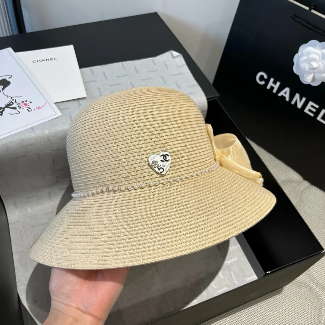 💰180¥ Chanel straw hat, bow hat, lady style PP straw hat, head circumference 57cm