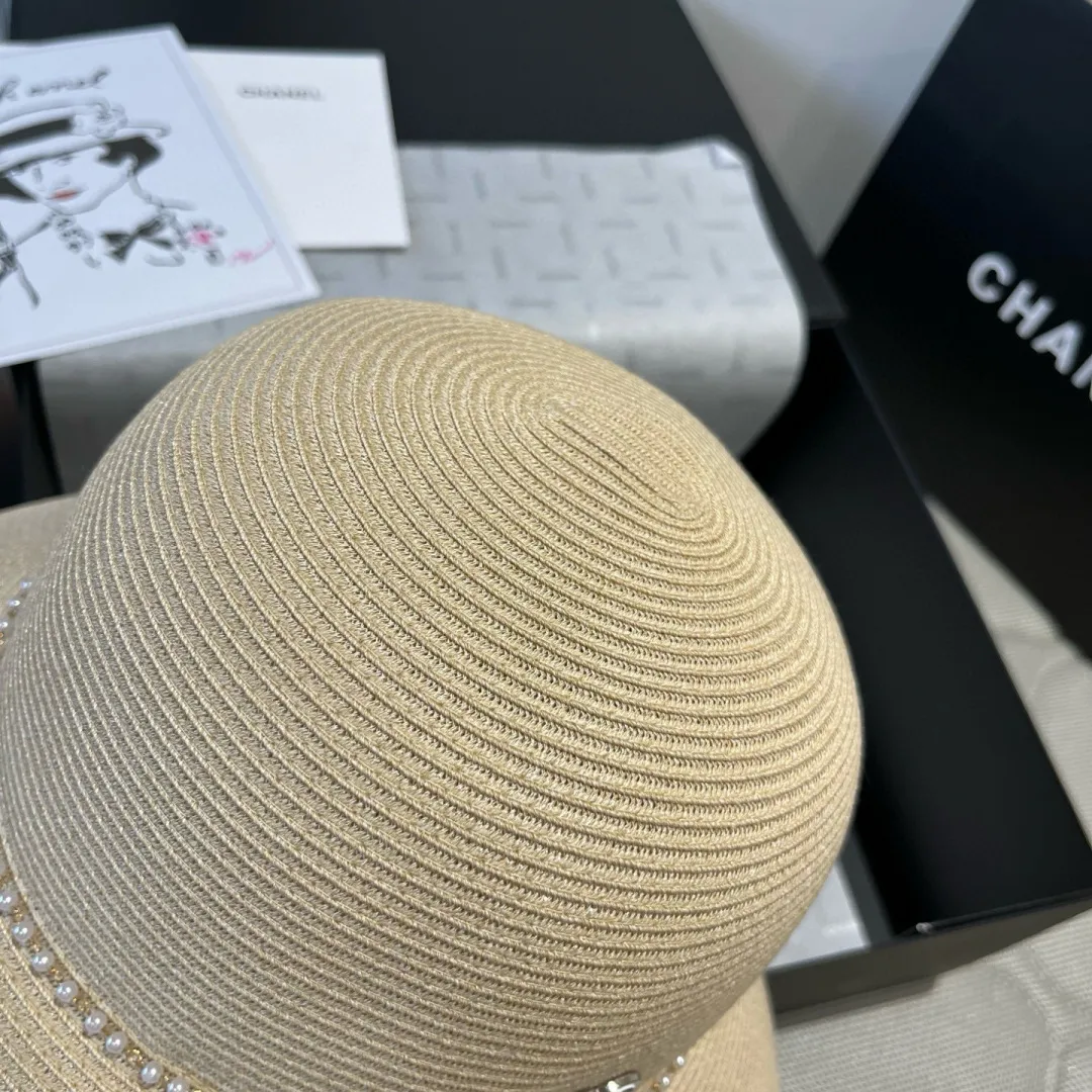 💰180¥ Chanel straw hat, bow hat, lady style PP straw hat, head circumference 57cm