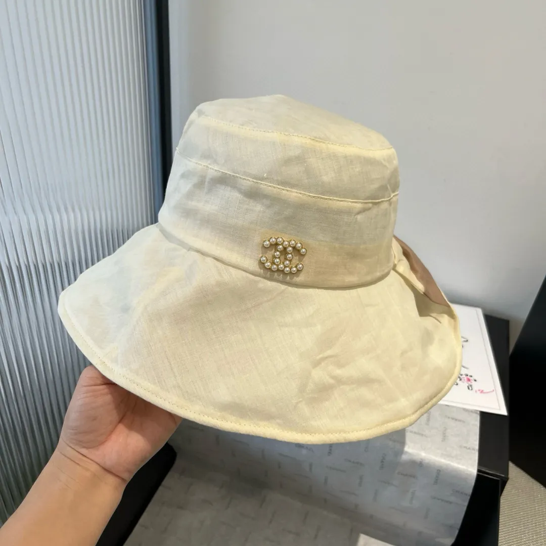 💰150¥ Chanel silk sun hat, lady style fisherman hat, head circumference 57cm foldable