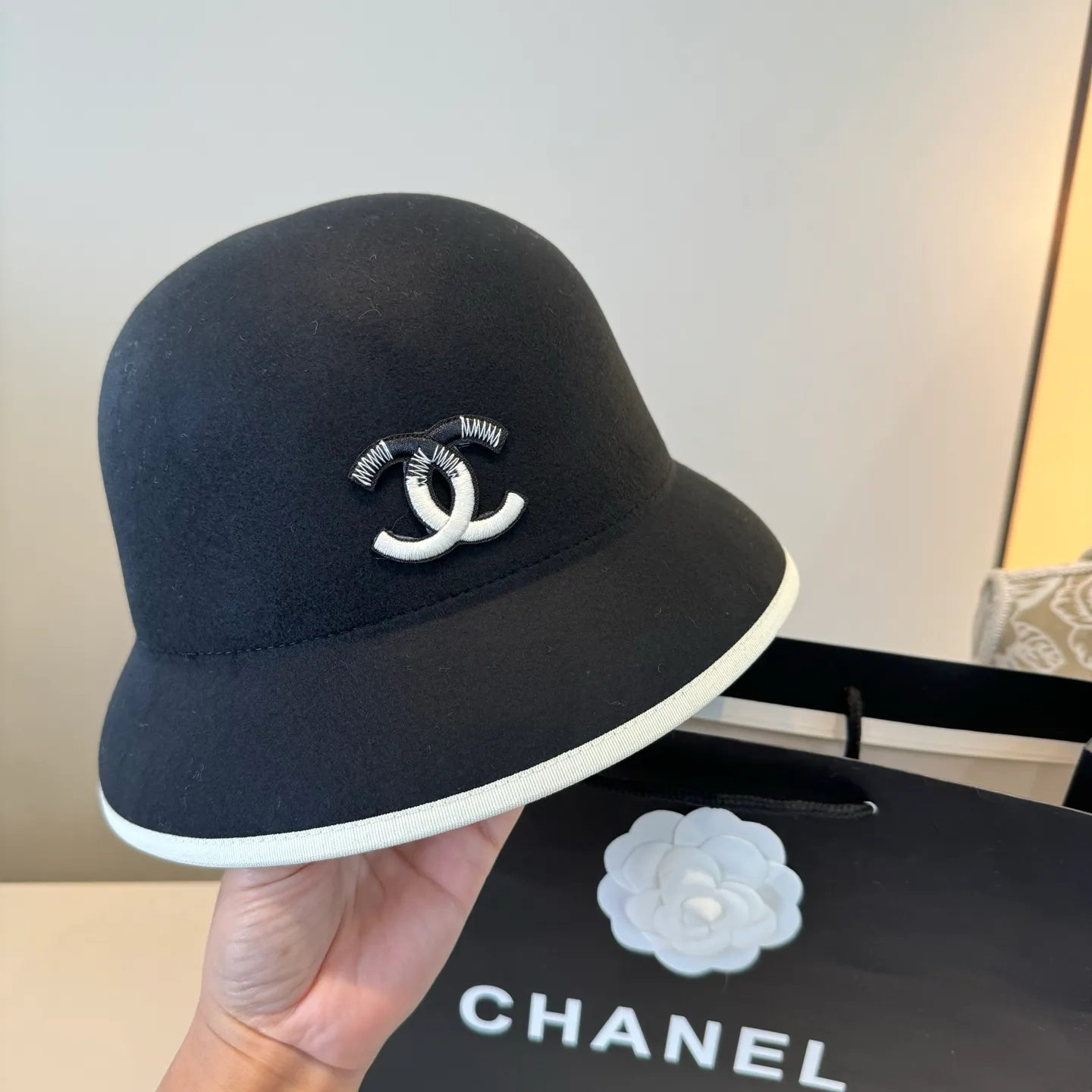 💰180¥ Chanel basin hat, 100% wool fabric 🦙%, head circumference 57cm