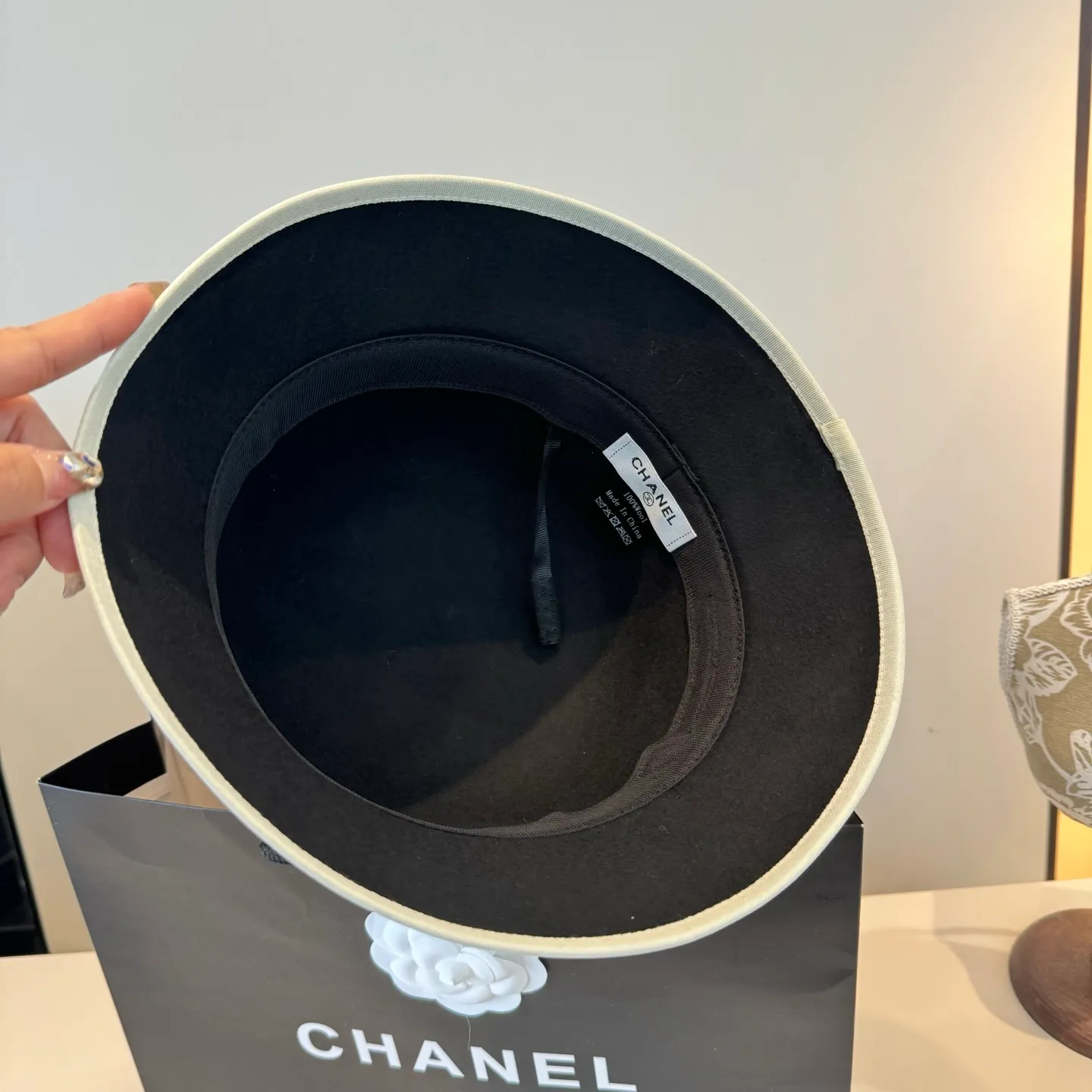 💰180¥ Chanel basin hat, 100% wool fabric 🦙%, head circumference 57cm