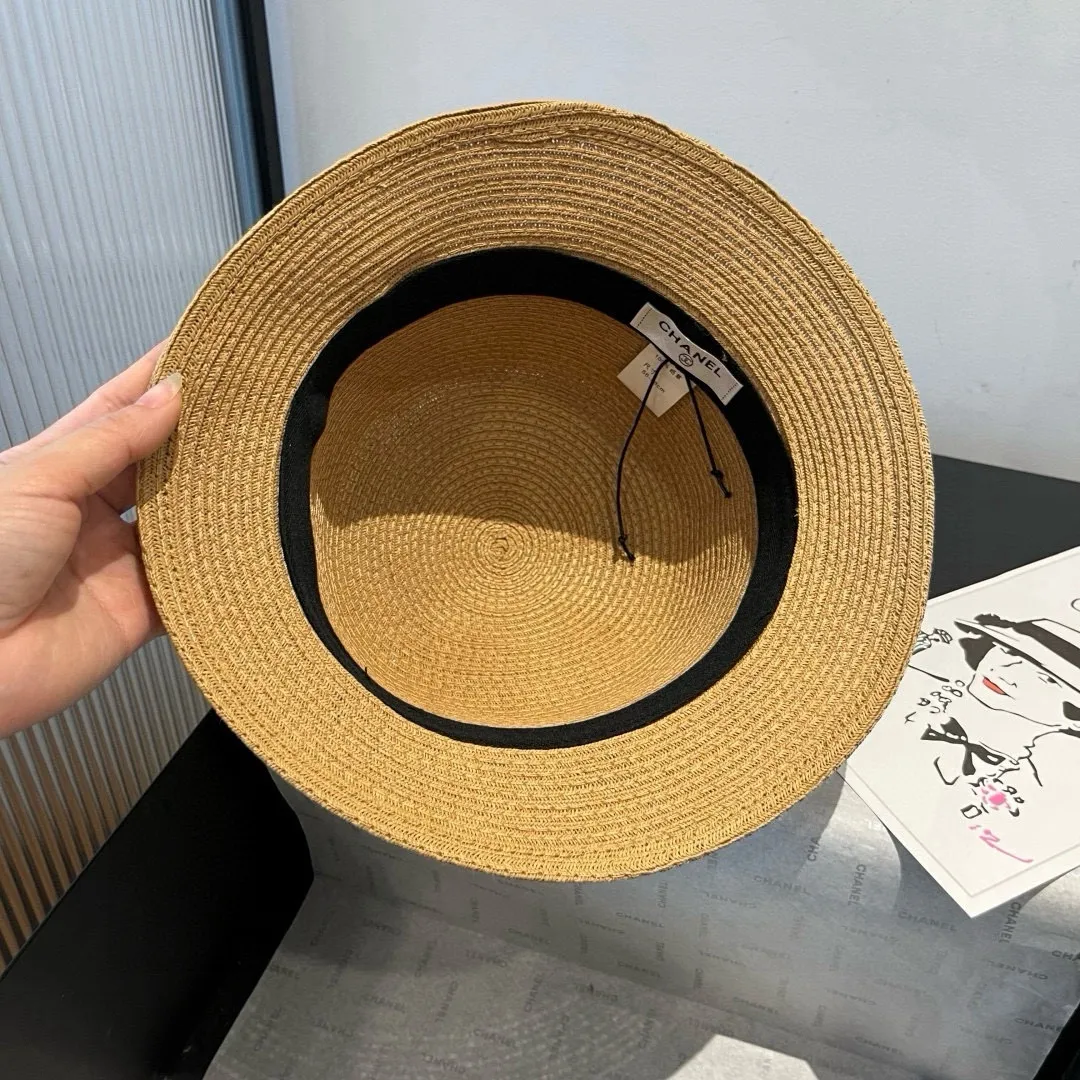 💰140¥ Chanel new top hat, original small basin hat, straw hat, head circumference 57cm