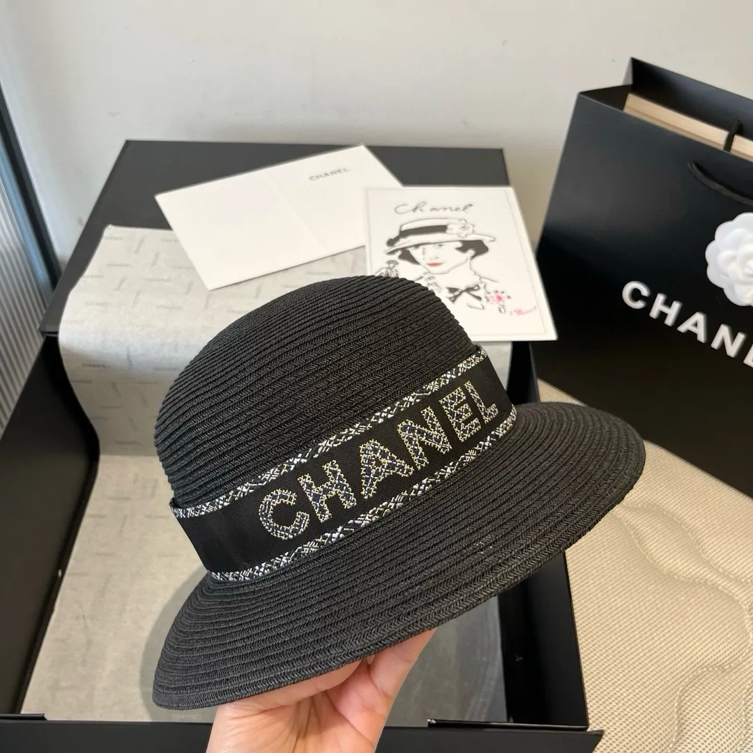 💰150¥ Chanel new straw hat, lady style sun hat, head circumference 57cm