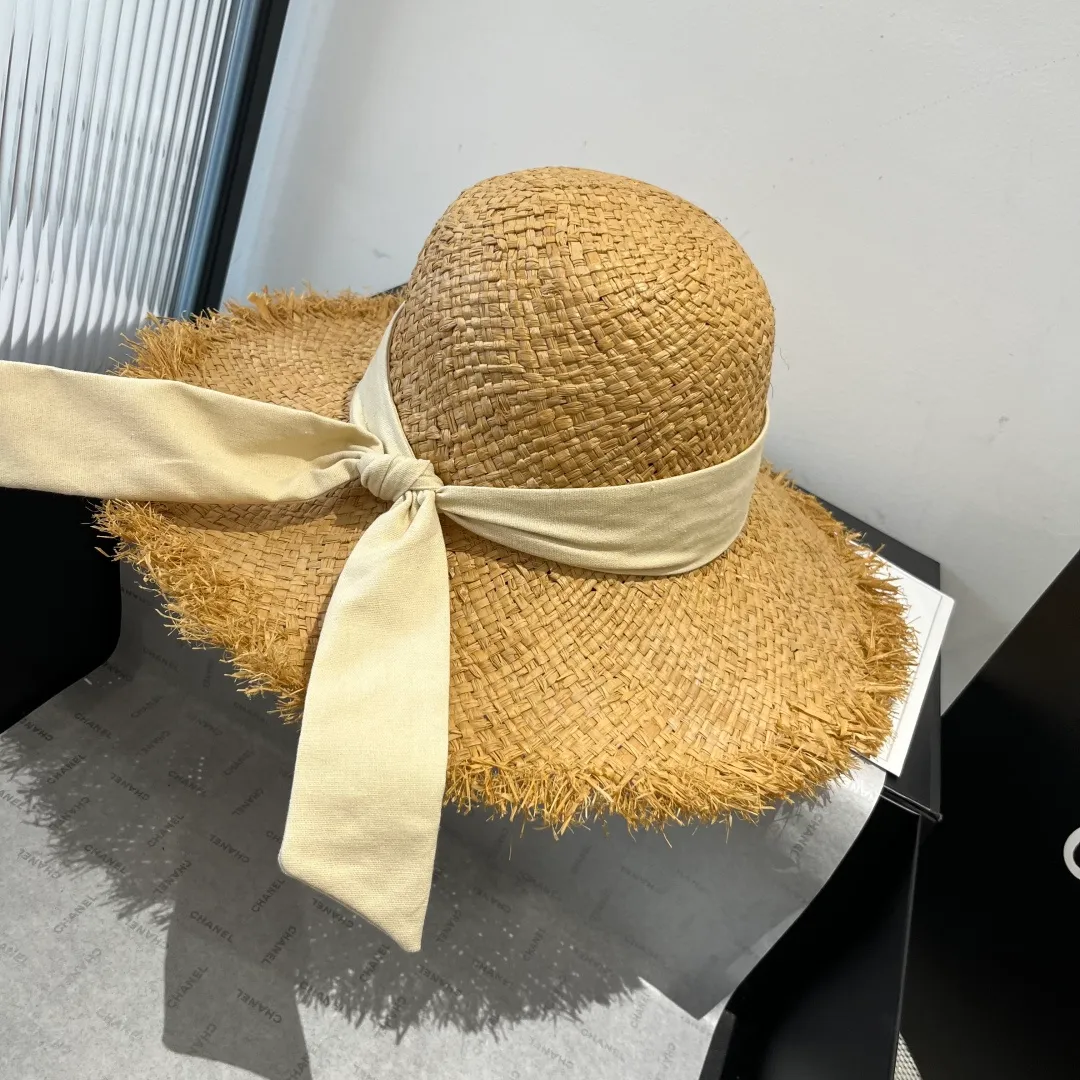 💰140¥ Chanel raffia sun hat, beach sun hat, head circumference 57cm