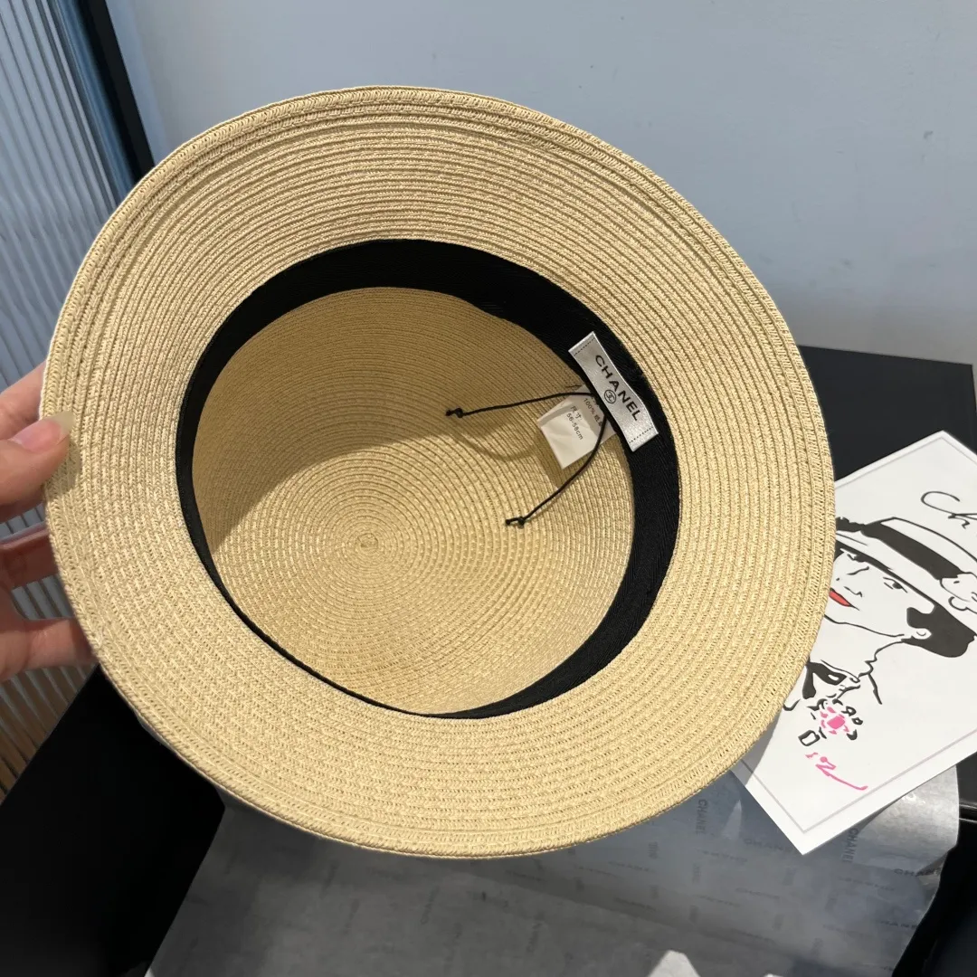 💰140¥ Chanel new top hat, original small basin hat, straw hat, head circumference 57cm