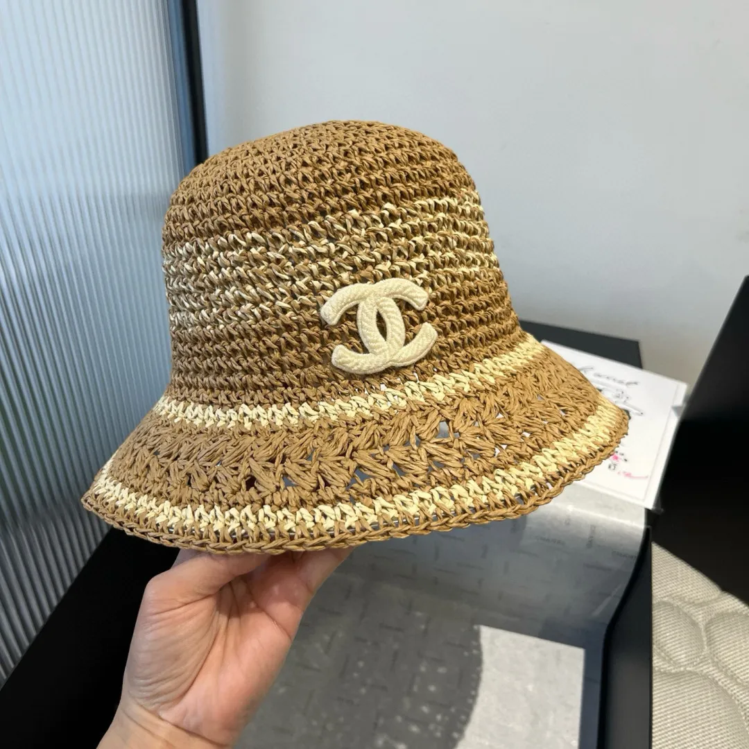 💰100¥ Chanel handhook straw hat, sunshade straw hat, foldable, head circumference 57cm