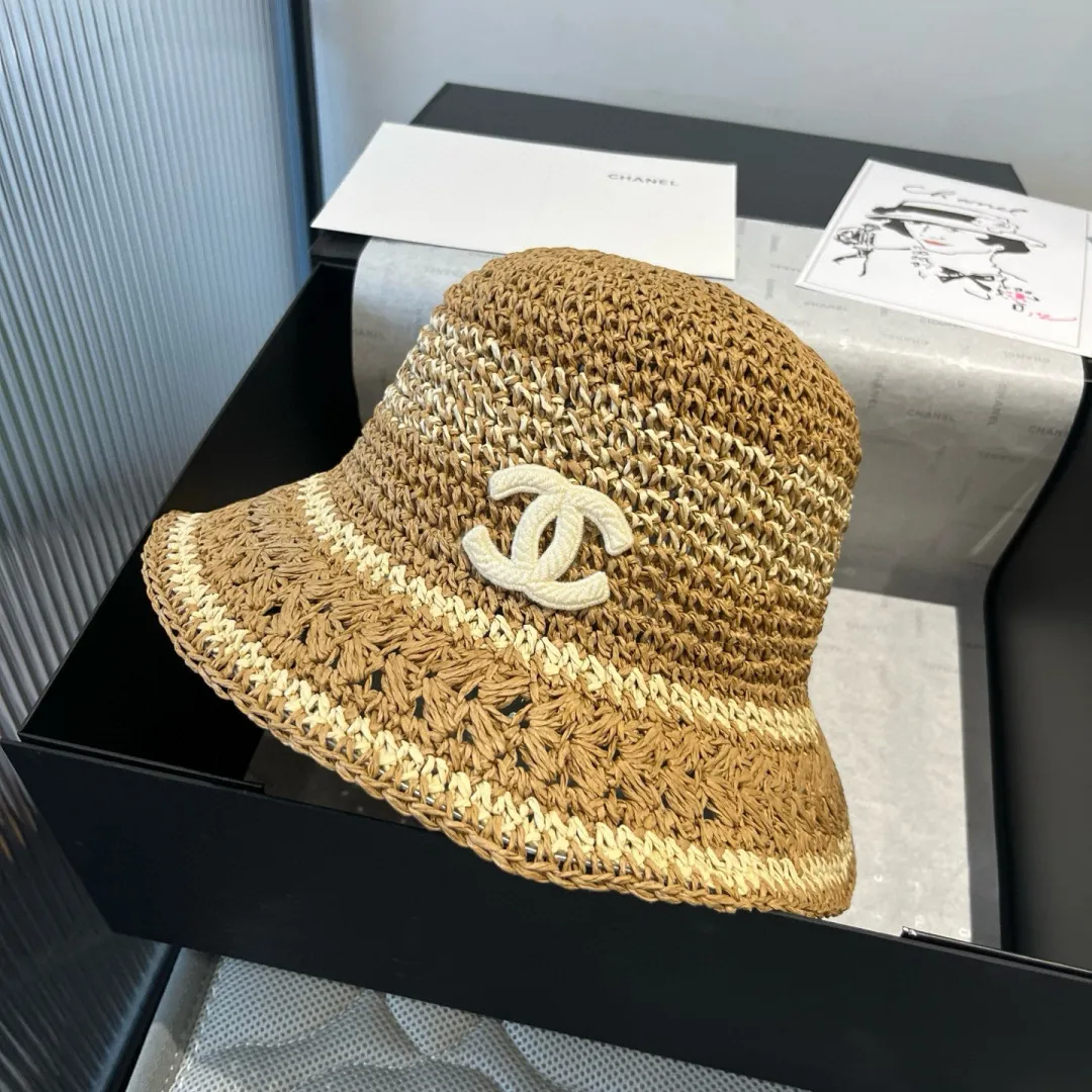 💰100¥ Chanel handhook straw hat, sunshade straw hat, foldable, head circumference 57cm