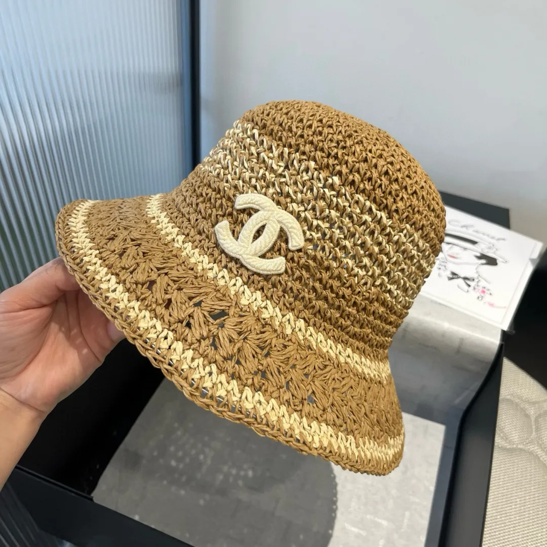 💰100¥ Chanel handhook straw hat, sunshade straw hat, foldable, head circumference 57cm