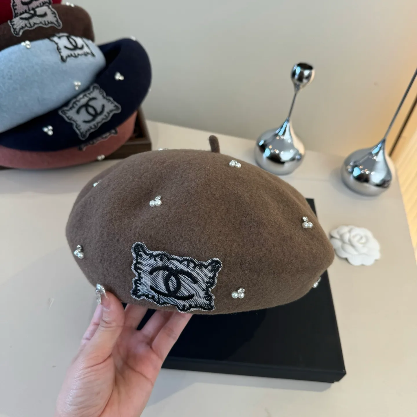 💰130¥ Chanel wool beret, pumpkin hat, 100% wool🦙 fabric, head circumference 57cm