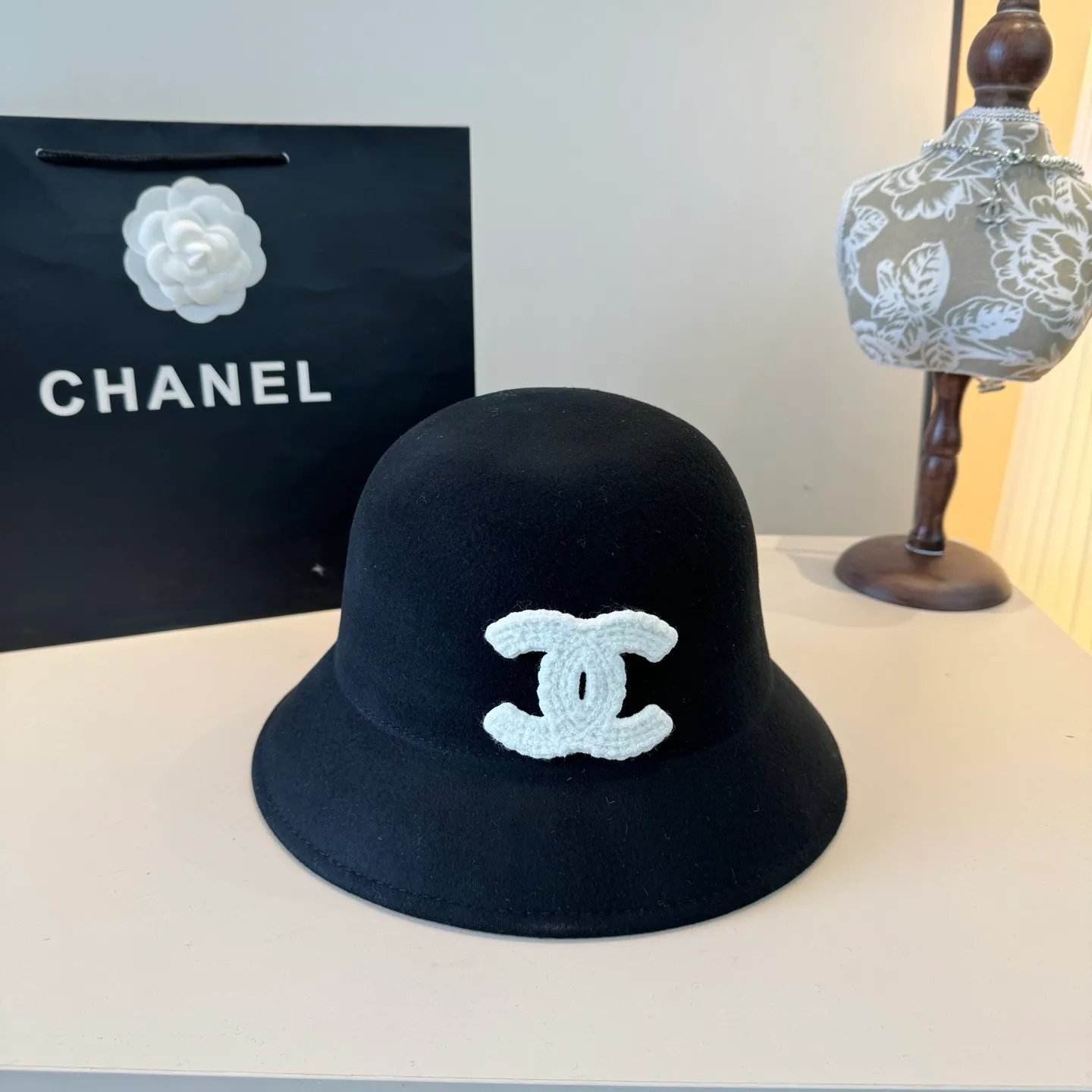 💰170¥ Chanel basin hat, 100% wool fabric 🦙%, head circumference 57cm