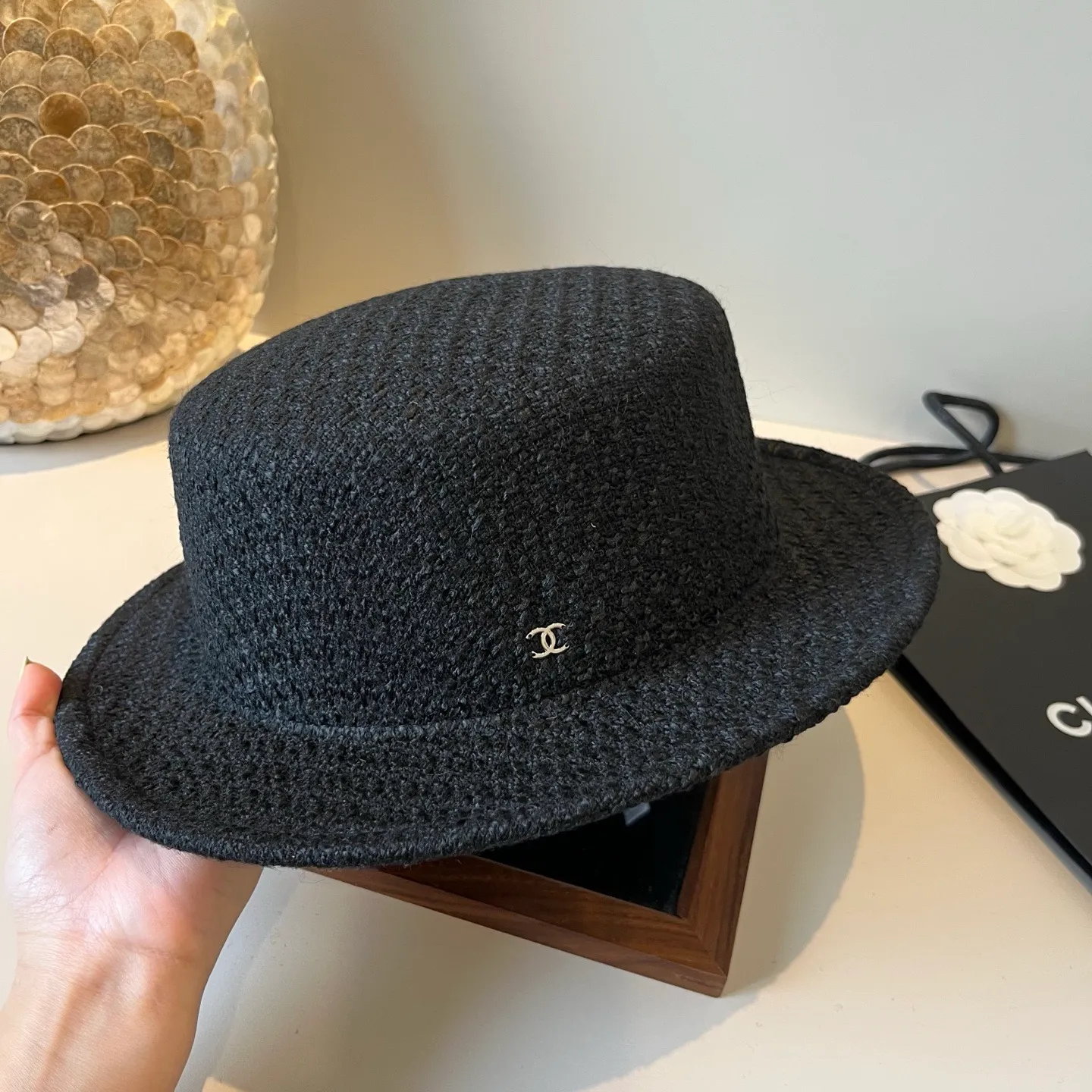 💰170¥ Chanel Chanel classic lady style flat top hat, head circumference 57cm