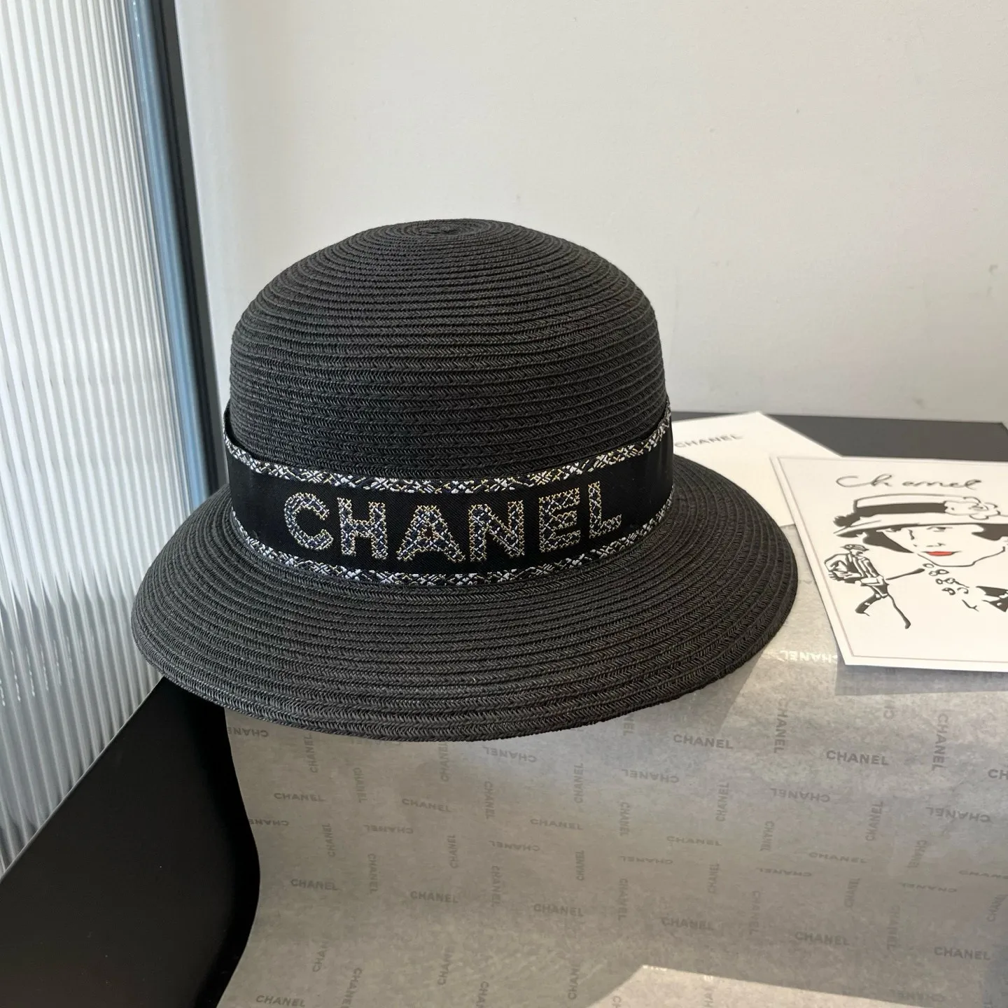 💰160¥ Chanel new straw hat, lady style sun hat, head circumference 57cm