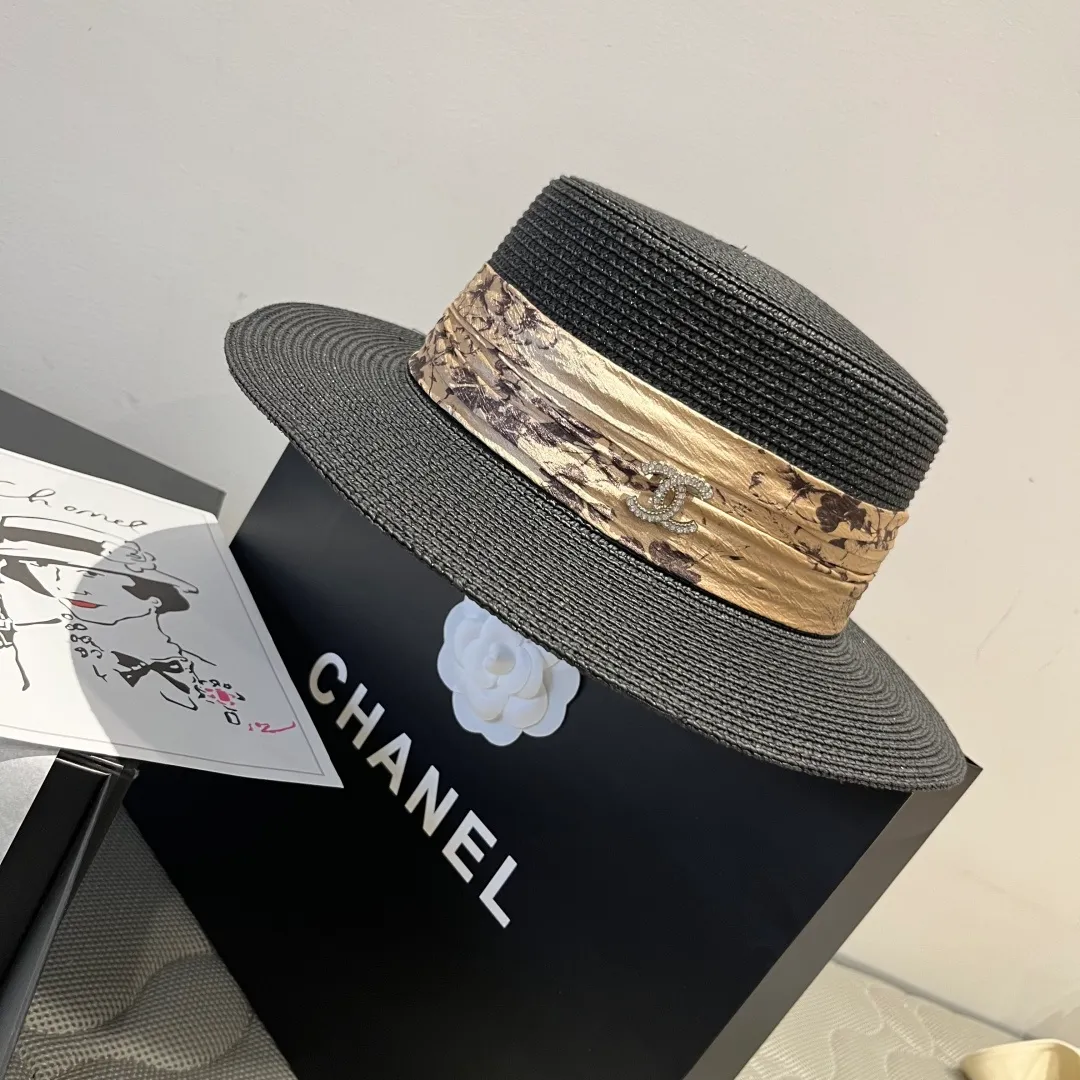 💰130¥ Chanel flat-top straw hat, top hat, head circumference 57cm
