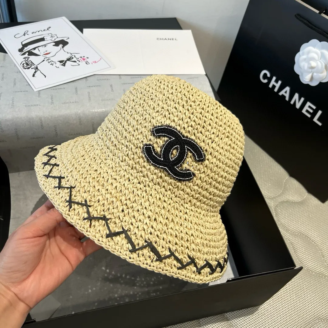 💰100¥ Chanel new straw hat, hand-crocheted straw hat, foldable, easy to carry, head circumference 57cm