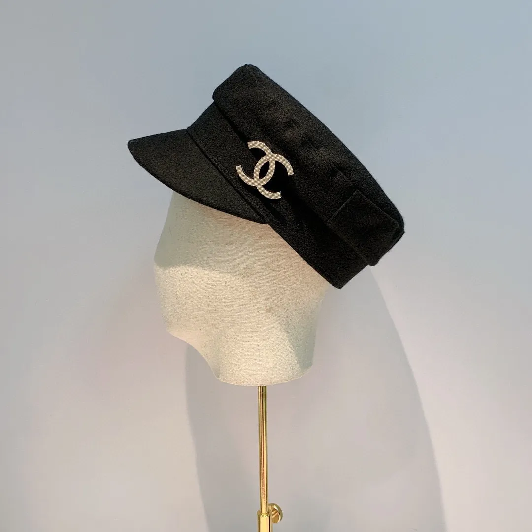 P96 Chanel wool military cap, 2021 new counter model, wool duck tongue military cap, versatile in autumn and winter, head circumference 57c