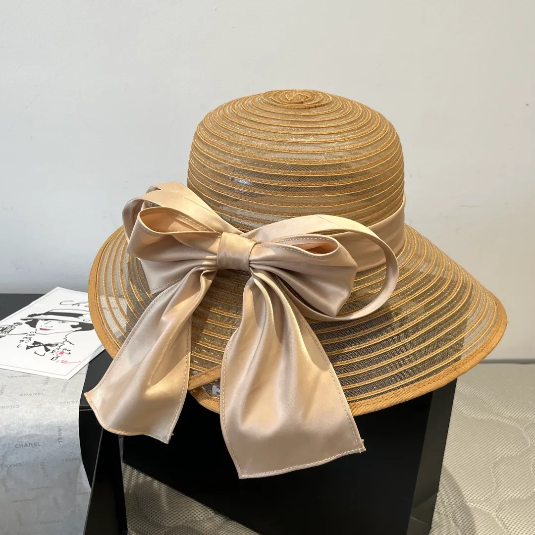 💰150¥ Chanel organza ladylike hat with satin bow, head circumference 57cm