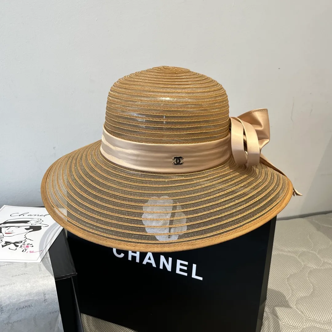💰150¥ Chanel organza ladylike hat with satin bow, head circumference 57cm