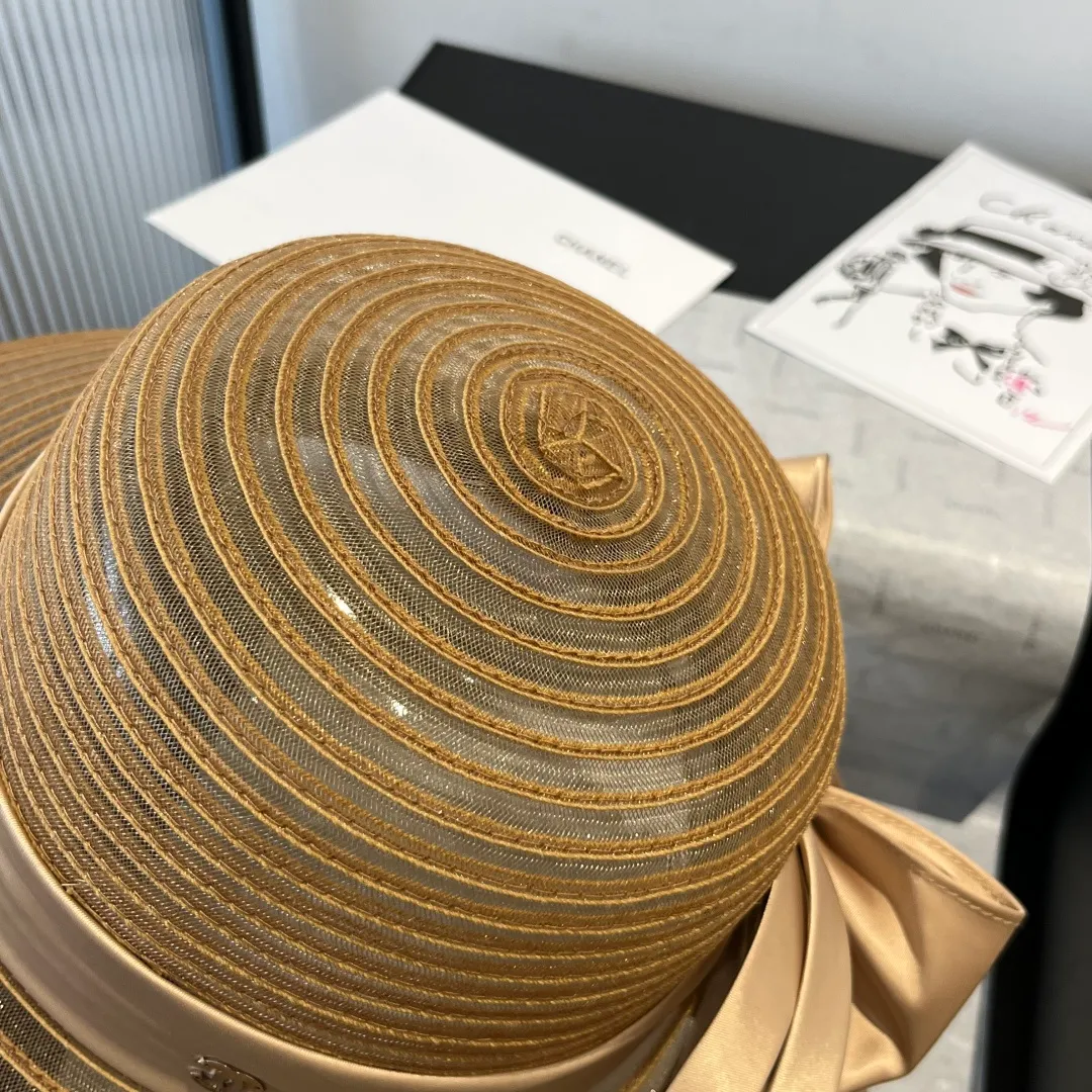 💰150¥ Chanel organza ladylike hat with satin bow, head circumference 57cm