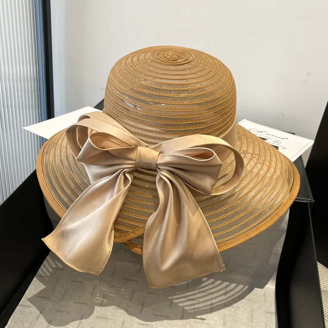 💰150¥ Chanel organza ladylike hat with satin bow, head circumference 57cm