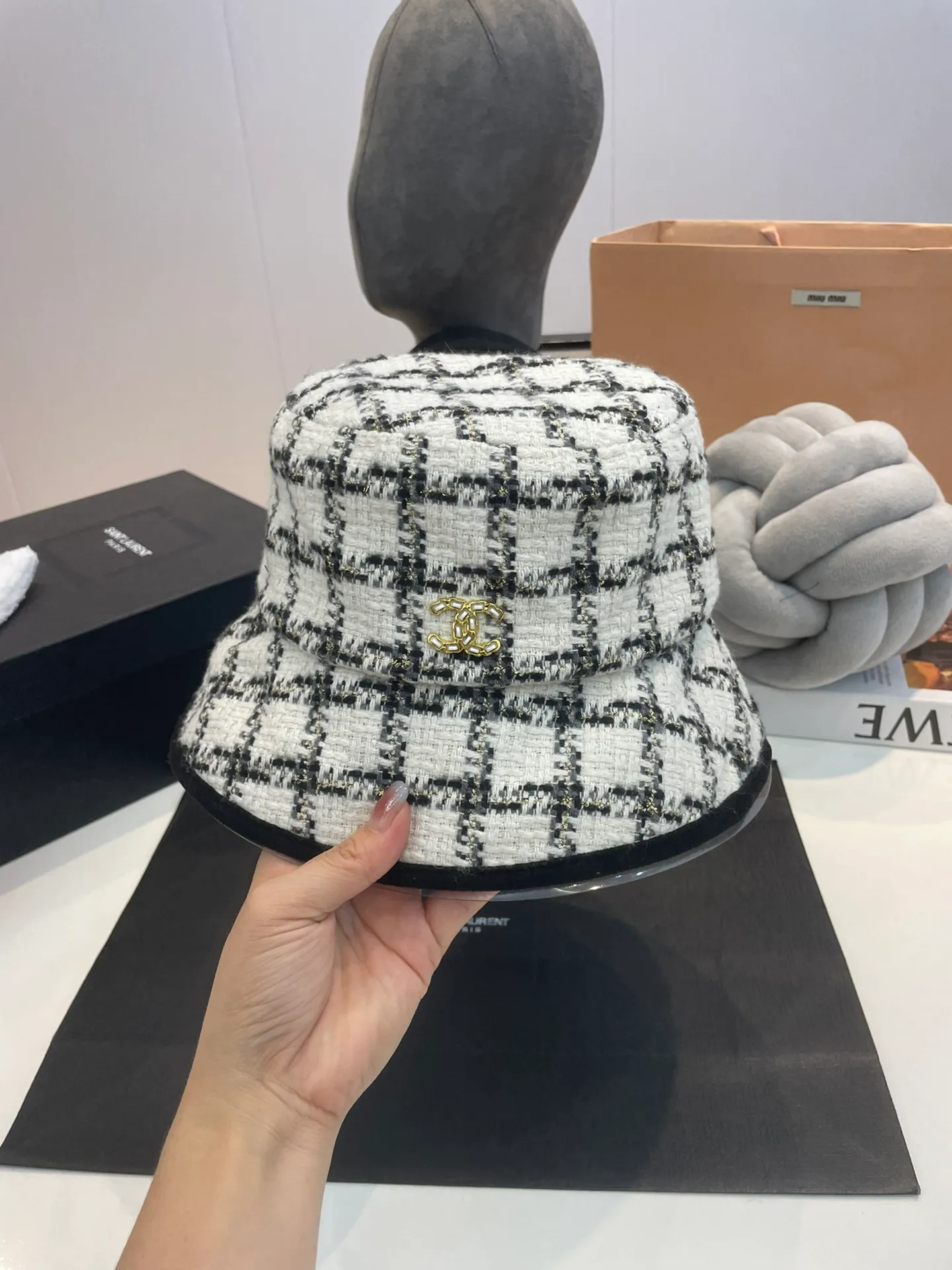 P60 Chanel Chanel 2022 autumn and winter new fisherman hat, plaid cold hat, quality YYdS and super cost-effective