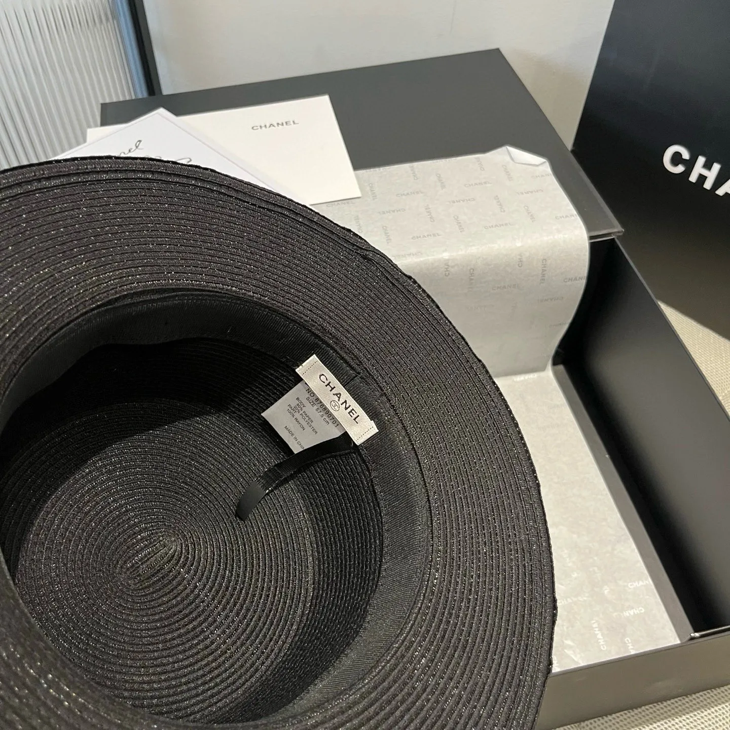 💰160¥ Chanel flat top hat, straw hat, linen accessories, high-end customization, head circumference 57cm