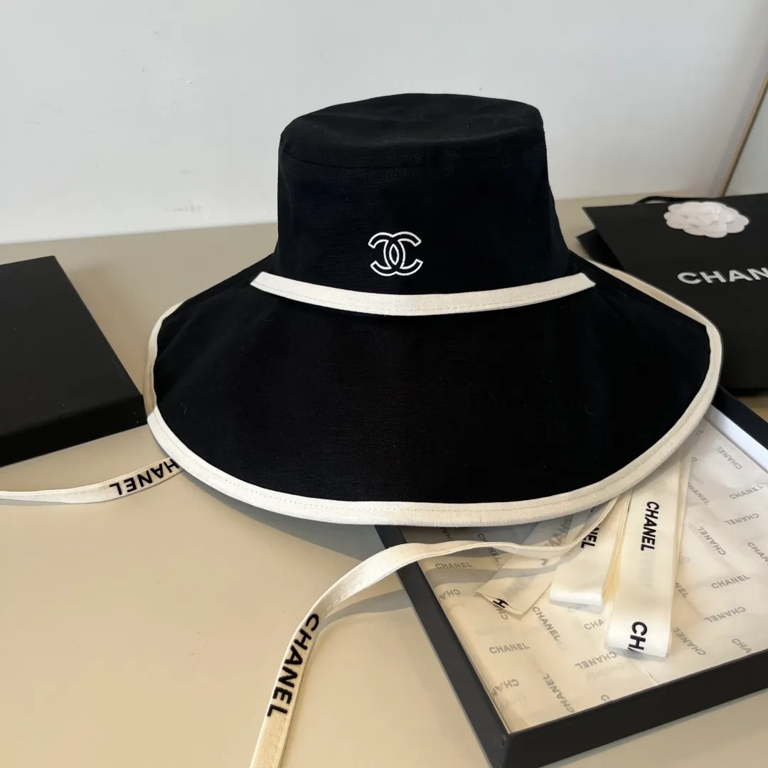 120¥ Chanel large brim bucket hat, canvas hat, simple internet celebrity style, head circumference 57cm