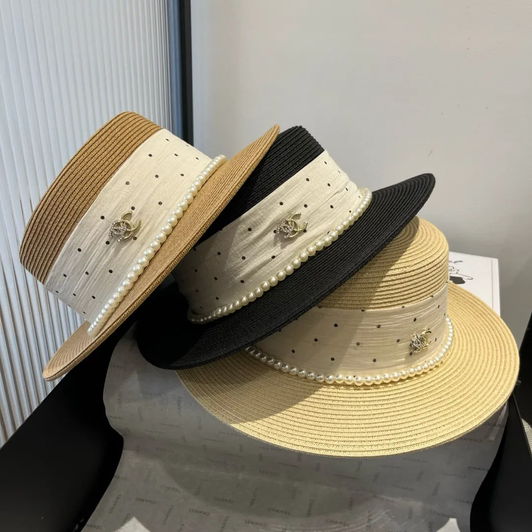 💰180¥ Chanel new flat top hat, Taiwan PP straw, head circumference 57cm