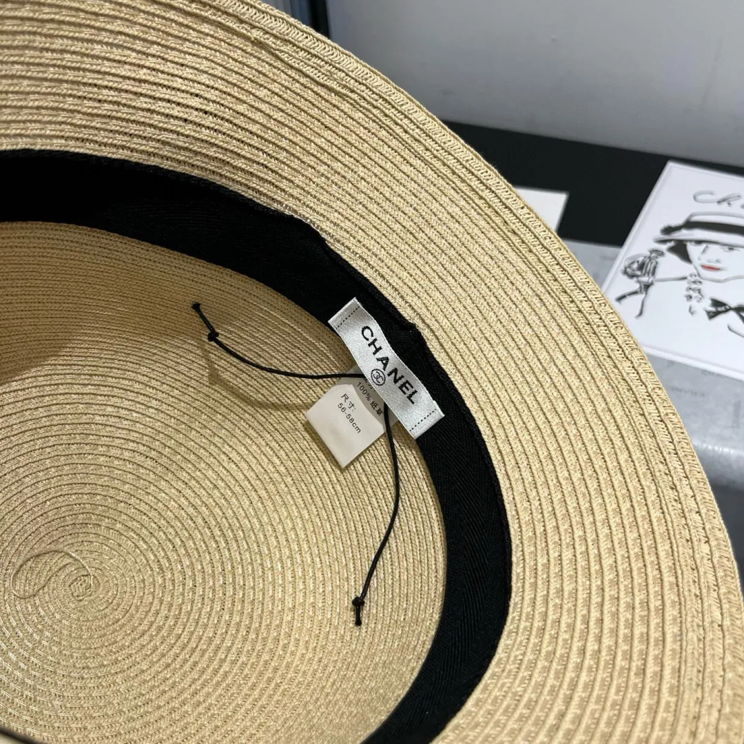 💰150¥ Chanel new top hat, original small basin hat, straw hat, head circumference 57cm