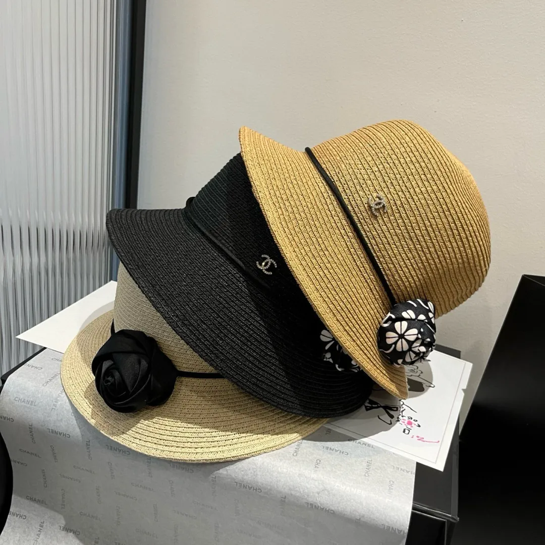 💰150¥ Chanel new top hat, original small basin hat, straw hat, head circumference 57cm
