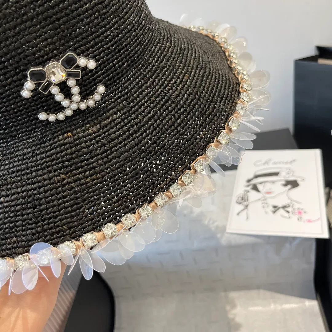 💰240¥ Chanel Raffia straw hat, hand-crocheted, high-end customization, head circumference 57cm