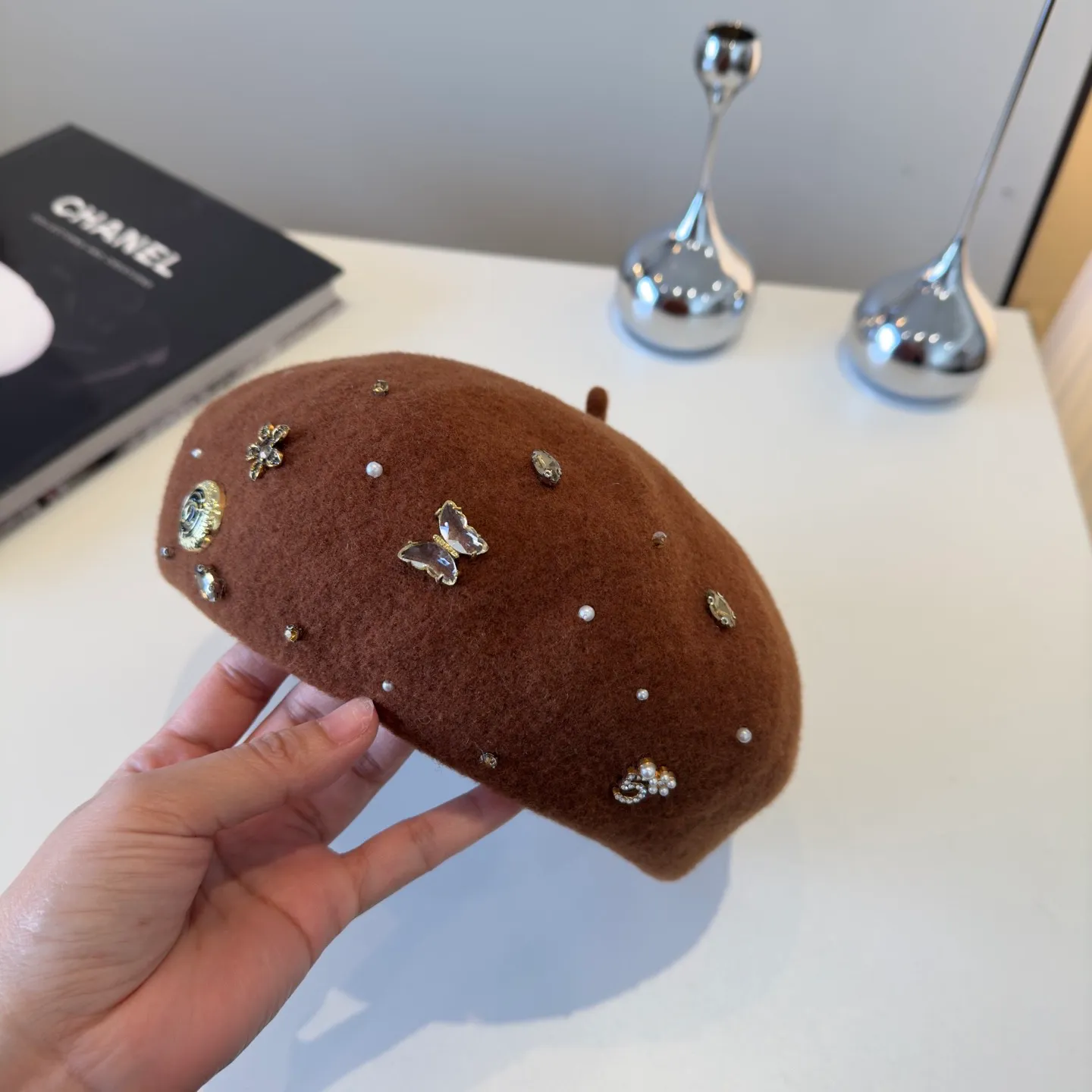 💰120¥ Chanel new wool beret, 100% wool🦙 fabric, head circumference 57cm