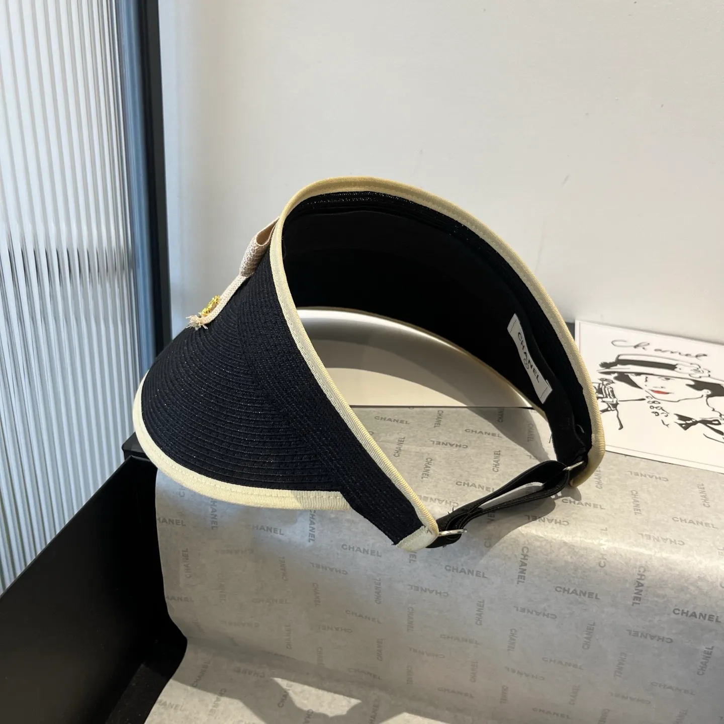 130¥ Chanel empty top sun hat, PP straw fabric, adjustable