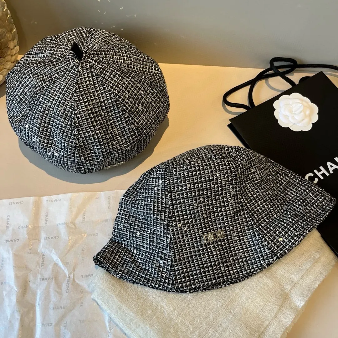 💰100¥ Dior new bucket hat, glitter bucket hat, spring and autumn new style, head circumference 57cm