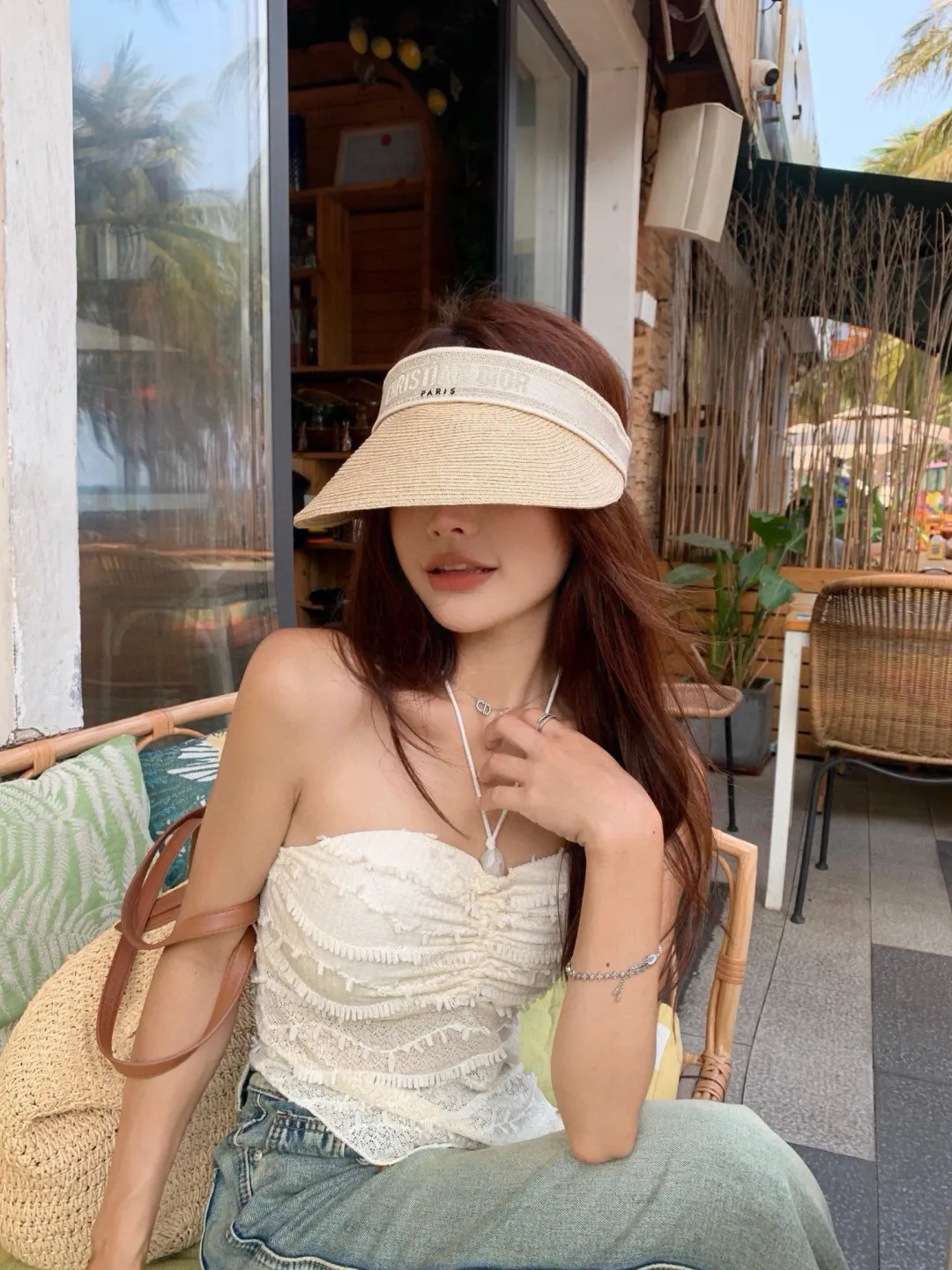 110¥ 🖤Dior’s new embroidered letter straw hat 🆕Exclusively customized model 👌 Head circumference 55~58cm sun protection 👒Natural color
