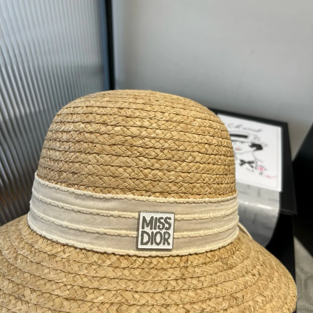 💰140¥ Dior Winter Olympics 2025 summer hat, straw hat, small and fresh, head circumference 57cm