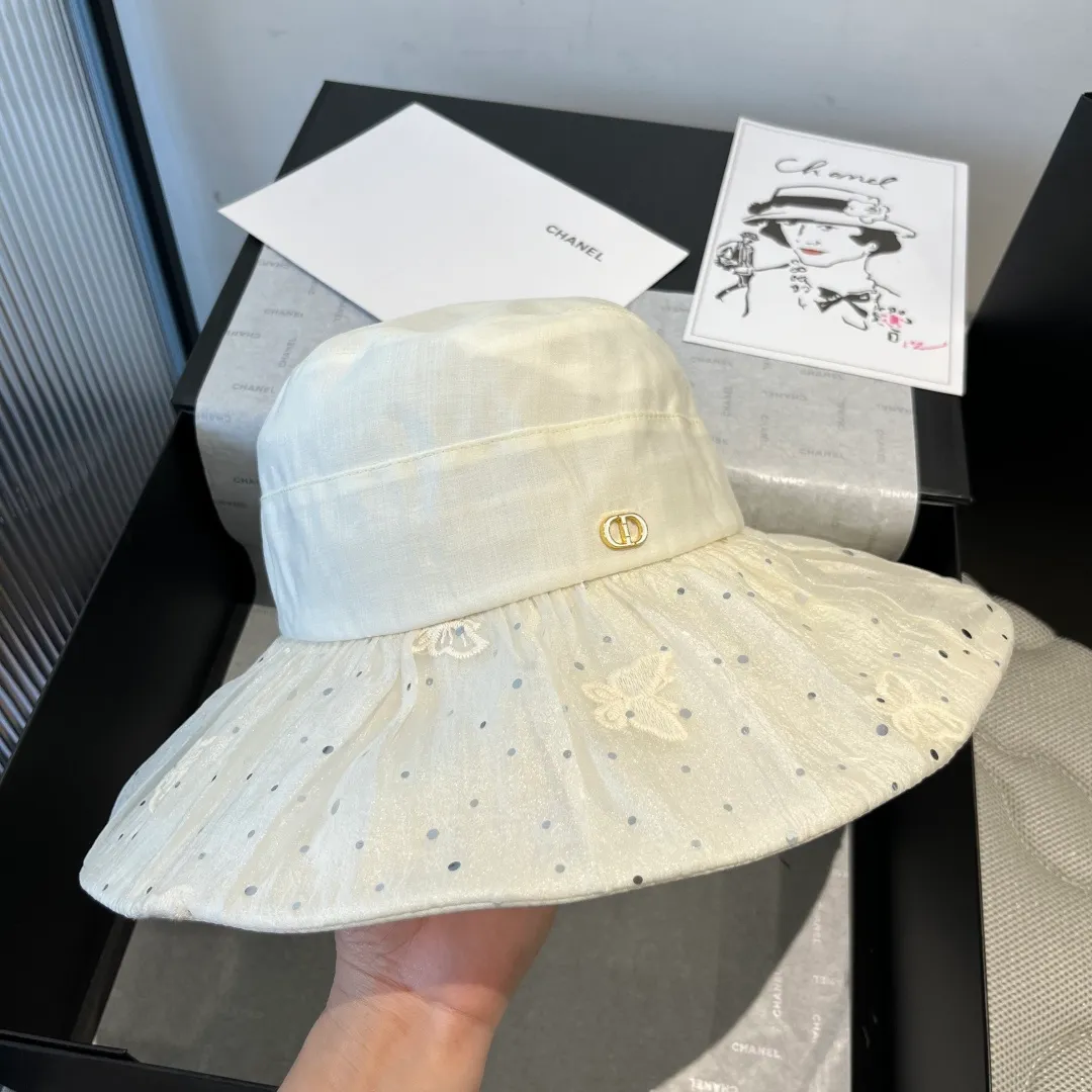 💰100¥ Dior new sunshade fisherman hat, ruffled sunshade hat, lady style, head circumference 57cm
