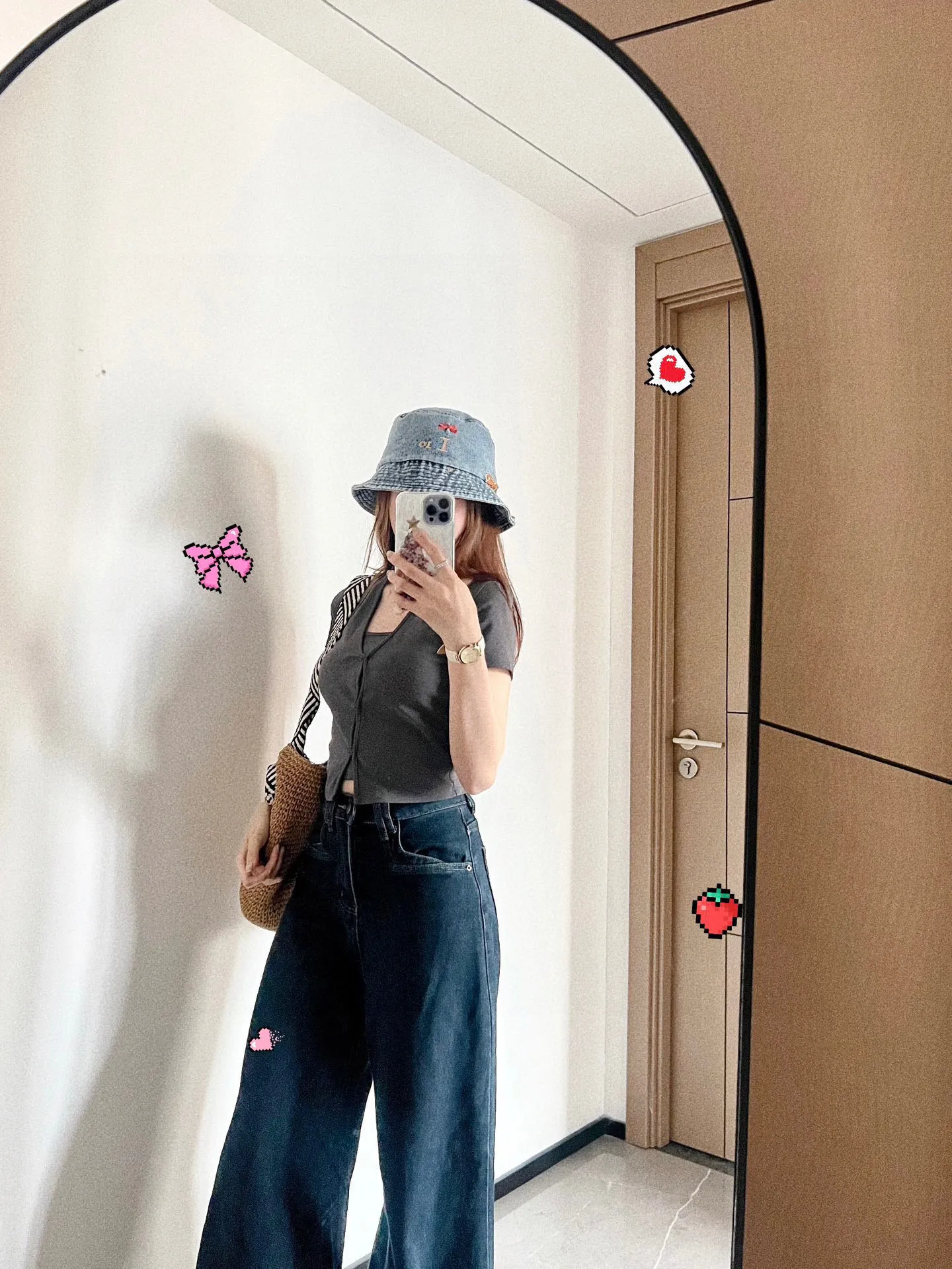 🉐150💛 Comes with dust bag [DIOR Dior] 2025 new bear embroidered denim fisherman hat, 🔆 Versatile everyday style ~ casual outing #Men and women