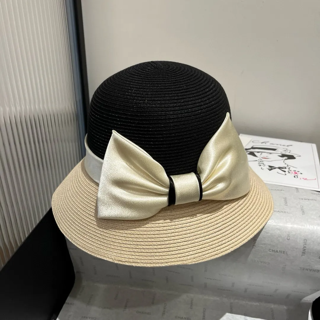 💰140¥ Dior new top hat, high-end PP straw, color matching basin hat, celebrity style, head circumference 57cm