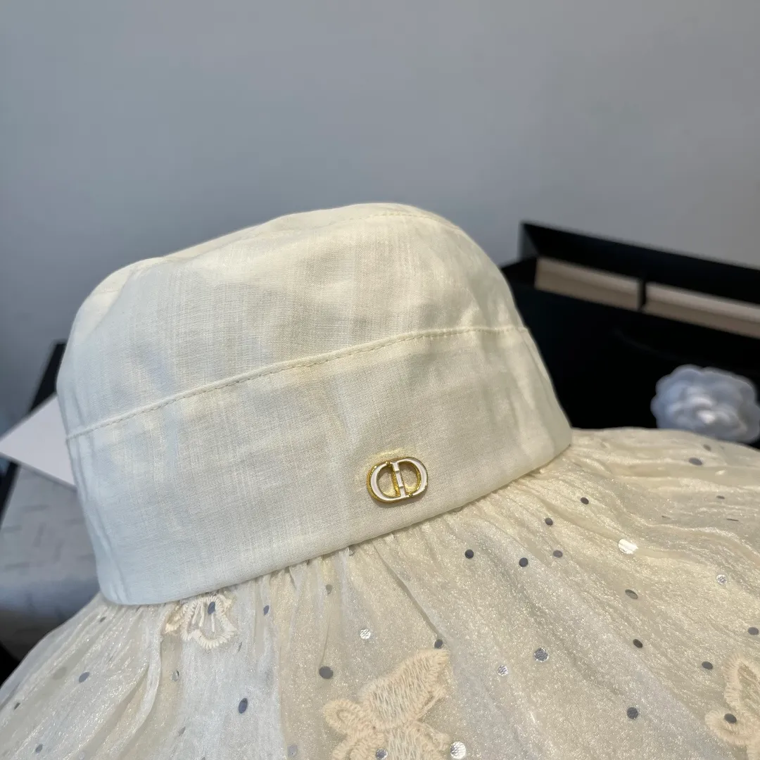 💰100¥ Dior new sunshade fisherman hat, ruffled sunshade hat, lady style, head circumference 57cm